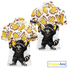 Load image into Gallery viewer, Funny Raccoon Beer Golf Polo Shirt Personalized Name Custom Golf Shirt Golfer Gift For Men