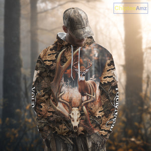 Deer Skull Reaper Hunting Camouflage Hunting Clothes Customize 3D All Over Printed Shirts NHT185