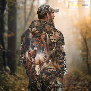 Deer Skull Reaper Hunting Camouflage Hunting Clothes Customize 3D All Over Printed Shirts NHT185