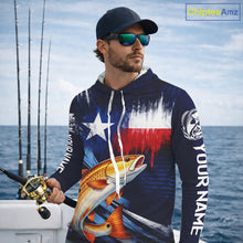 Load image into Gallery viewer, Personalized Redfish Long Sleeve Performance Fishing Shirts, Hooded Redfish Custom Texas Fishing Jersey NHT503