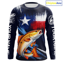 Load image into Gallery viewer, Personalized Redfish Long Sleeve Performance Fishing Shirts, Redfish Custom Texas Fishing Jersey NHT503