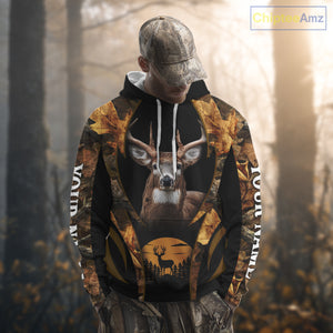 Deer Hunting Black With Camo Autumn - Personalized All Over Print Deer Hunting Clothes NHT190