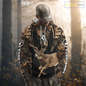 Whitetail Deer Jumping 3D All Over Print Shirts, Personalized Hunting Gifts For Deer Hunters NHT194