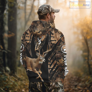 Whitetail Deer Jumping 3D All Over Print Shirts, Personalized Hunting Gifts For Deer Hunters NHT194