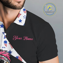 Load image into Gallery viewer, Funny Pink Flamingo Pattern American Flag Golf Polo Shirt For Men, Custom Flamingo Golf Shirt For Team NHT655