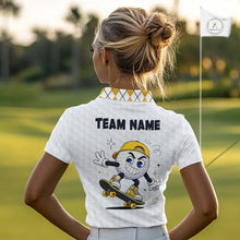Load image into Gallery viewer, Womens Golf Polo Shirt Argyle Pattern Golf Shirts For Womens Funny Golf Ball Shirtgifts|Yellow NHT864