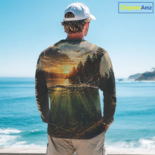 Load image into Gallery viewer, Personalized Bass Fishing Shirt – Angler Sunset Lake Design, Outdoor Fishing Apparel Gift For Dad NHT866