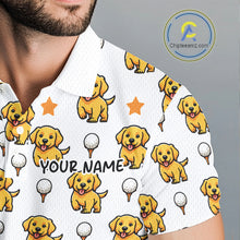 Load image into Gallery viewer, Custom Golden Retriever Mens Golf Polo Shirt - Personalized Dog Lover Team Name Jersey
