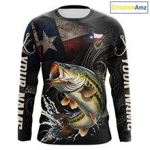 Load image into Gallery viewer, Personalized Texas Largemouth Bass Fishing Shirt – Custom Name Angler Apparel For Fishermen