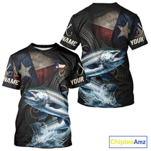 Load image into Gallery viewer, Personalized Texas Chinook Salmon Fishing T-Shirt – Custom Name Angler Apparel For Fishermen