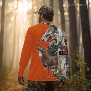 Deer Hunting Orange Camo 3D Winter Forest Full Printing Custom Name Shirts Hunting Gifts NHT200