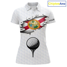 Load image into Gallery viewer, Florida Flag Personalized Golf Pattern Ball Polo Shirts Patriotic Golf Shirts For Womens NHT675
