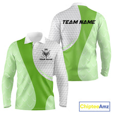 Load image into Gallery viewer, White And Green Golf Clubs Custom Name, Team Name Mens Golf Polo Shirts Team Men Golf Tops NHT690