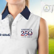 Load image into Gallery viewer, Personalized America 250 Womens Sleeveless Golf Polo Shirt – Patriotic Eagle USA 250Th Anniversary Apparel