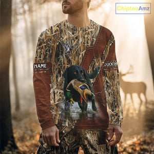 Mallard Duck Hunting With Black Lab Custom Name 3D All Over Print Shirt, Dog Hunting Gifts NHT131
