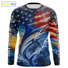 Load image into Gallery viewer, Marlin Fishing Shirt American Flag 3D All Over Print Long Sleeve Performance Apparel For Men NHT1088