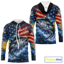 Load image into Gallery viewer, Tuna Fishing Shirt American Flag 3D All Over Print Long Sleeve Hooded Performance Apparel For Men NHT1089