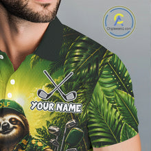 Load image into Gallery viewer, Custom Green Funny Sloth Tropical Mens Golf Polo Shirts, Golf Team Jersey For Men NHT927