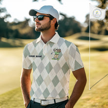 Load image into Gallery viewer, Personalized Sloth Golfer Polo Shirt Funny Golf Argyle Pattern Custom Name Golf Lover Gift 