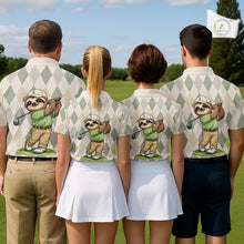 Load image into Gallery viewer, Personalized Sloth Golfer Polo Shirt Funny Golf Argyle Pattern Custom Name Golf Lover Gift NHT1095
