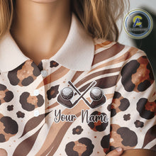 Load image into Gallery viewer, White Animal Mix Leopard Skin Prints Pattern Golf Shirts Custom Name For Womens NHT575