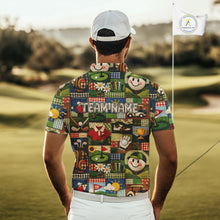 Load image into Gallery viewer, Funny Golf Patchwork Polo Shirt For Men, Personalized Mens Golf Polo Shirt, Vintage Quilt Golf Pattern NHT577