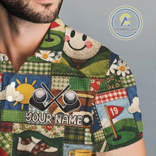 Load image into Gallery viewer, Funny Golf Patchwork Polo Shirt For Men, Personalized Mens Golf Polo Shirt, Vintage Quilt Golf Pattern NHT577