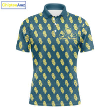 Load image into Gallery viewer, Teal Golf Polo Shirt With Flower Pattern – Lightweight Performance Polo For Men NHT782
