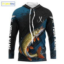 Load image into Gallery viewer, Custom Northern Pike Fishing Jersey Personalized Long Sleeve Hooded Shirt For Men 