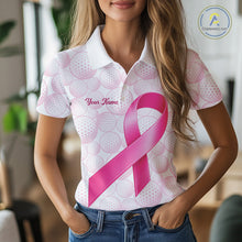 Load image into Gallery viewer, Swing Strong Fight Stronger Pink Ribbon Custom Breast Cancer Ladies Golf Polo Shirt NHT796
