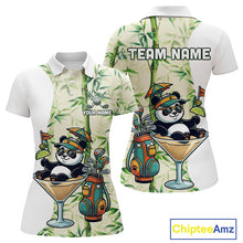 Load image into Gallery viewer, Funny Tropical Bamboo Panda Bear Apparel, Custom Name Performance Golf Jersey For Womens 