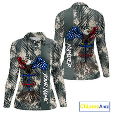 Load image into Gallery viewer, Disc Golf Polo Shirt With Patriotic Eagle Design, Customizable Name, Unisex Sports Jersey For Womens NHT806