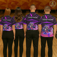 Load image into Gallery viewer, Custom Bowling Team Polo Shirt Neon Raccoon Bowling Personalized Name Jersey For Womens NHT1138