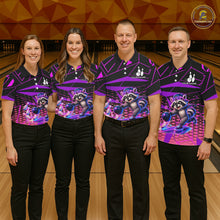 Load image into Gallery viewer, Custom Bowling Team Polo Shirt Neon Raccoon Bowling Personalized Name Jersey For Womens NHT1138