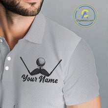 Load image into Gallery viewer, Personalized Flaming Golf Ball Mens Polo Shirt Gray Fire Design Custom Name Golf Shirts For Team NHT619