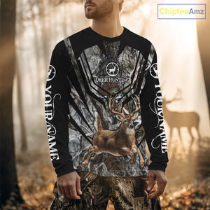Whitetails Jumping Deer Hunting Camouflage Custom Name Shirts, Best Deer Hunting Camo Winter NHT186