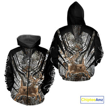 Load image into Gallery viewer, Whitetails Jumping Deer Hunting Camouflage Custom Name Shirts, Best Deer Hunting Camo Winter NHT186