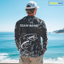 Load image into Gallery viewer, Custom Bass Fishing Black Camo Long Sleeve Fishing Shirts, Personalized Bass Fishing Jerseys NHT507