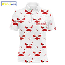 Load image into Gallery viewer, Custom Crab Mens Golf Polo Shirt - Personalized Cute Red Crab Team Name Jersey