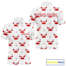 Load image into Gallery viewer, Custom Crab Mens Golf Polo Shirt - Personalized Cute Red Crab Team Name Jersey