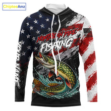Load image into Gallery viewer, American Flag Northern Pike Hooded Fishing Shirt For Men, Personalized Northern Pike Fishing Apparel