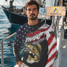 Load image into Gallery viewer, American Flag Walleye Fishing Shirt For Men, Personalized Walleye Fishing Apparel