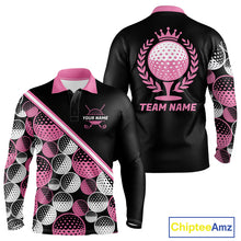 Load image into Gallery viewer, Golf Balls Pink Pattern Mens Golf Polo Shirts Custom Golf Apparel For Familly Team Shirt NHT706