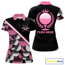 Load image into Gallery viewer, Golf Balls Pink Pattern Womens Golf Polo Shirts Custom Golf Apparel For Familly Team Shirt NHT706