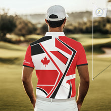 Load image into Gallery viewer, Personalized Canada Flag Mens Golf Polo Shirt, Patriotic Golf Gifts For Golf Lover NHT733