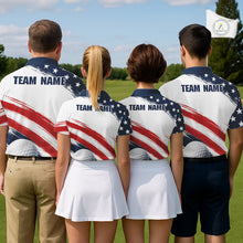 Load image into Gallery viewer, Custom USA Flag Mens Golf Polo Shirt – Patriotic Golf Polo With Personalized Name NHT1067