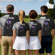 Load image into Gallery viewer, Personalized Skull Mens Golf Polo Shirt Purple Lightning Custom Team Name Golf Shirt NHT1072