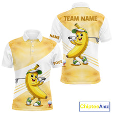 Load image into Gallery viewer, Funny Banana Golf Polo Shirt Custom Name – Cute Banana Golfer Golf Polo For Men 