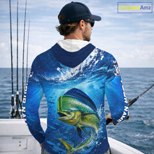 Load image into Gallery viewer, Mahi Mahi Fishing Jersey Ocean Blue 3D All Over Print Long Sleeve Hooded Performance Shirt 