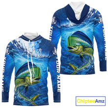 Load image into Gallery viewer, Mahi Mahi Fishing Jersey Ocean Blue 3D All Over Print Long Sleeve Hooded Performance Shirt 